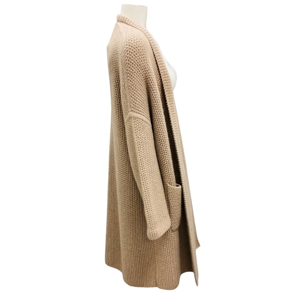 INTERDEE TAUPE CASHMERE KNIT LONG CARDIGAN SWEATER - Picture 2 of 5